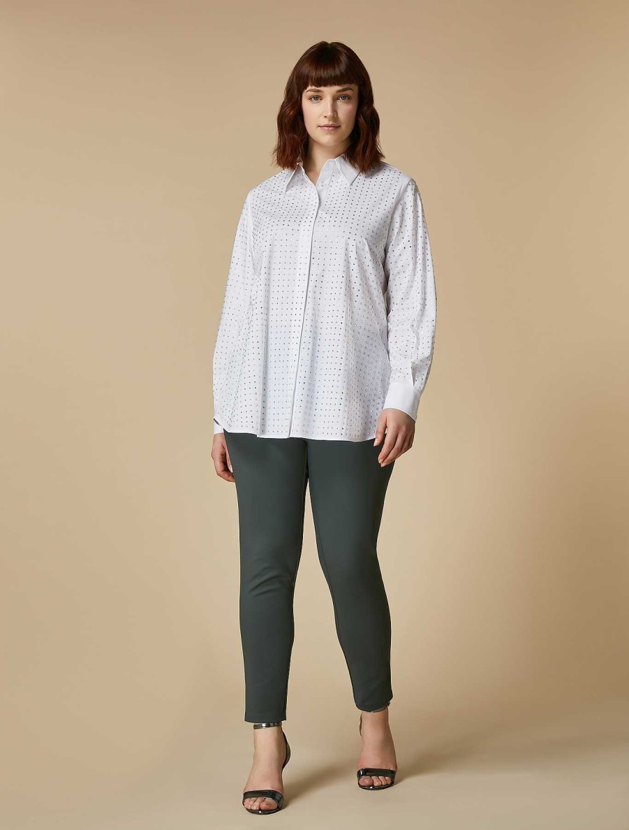 Blouses & Shirts | Marina Rinaldi Rhinestone-Adorned Poplin Shirt