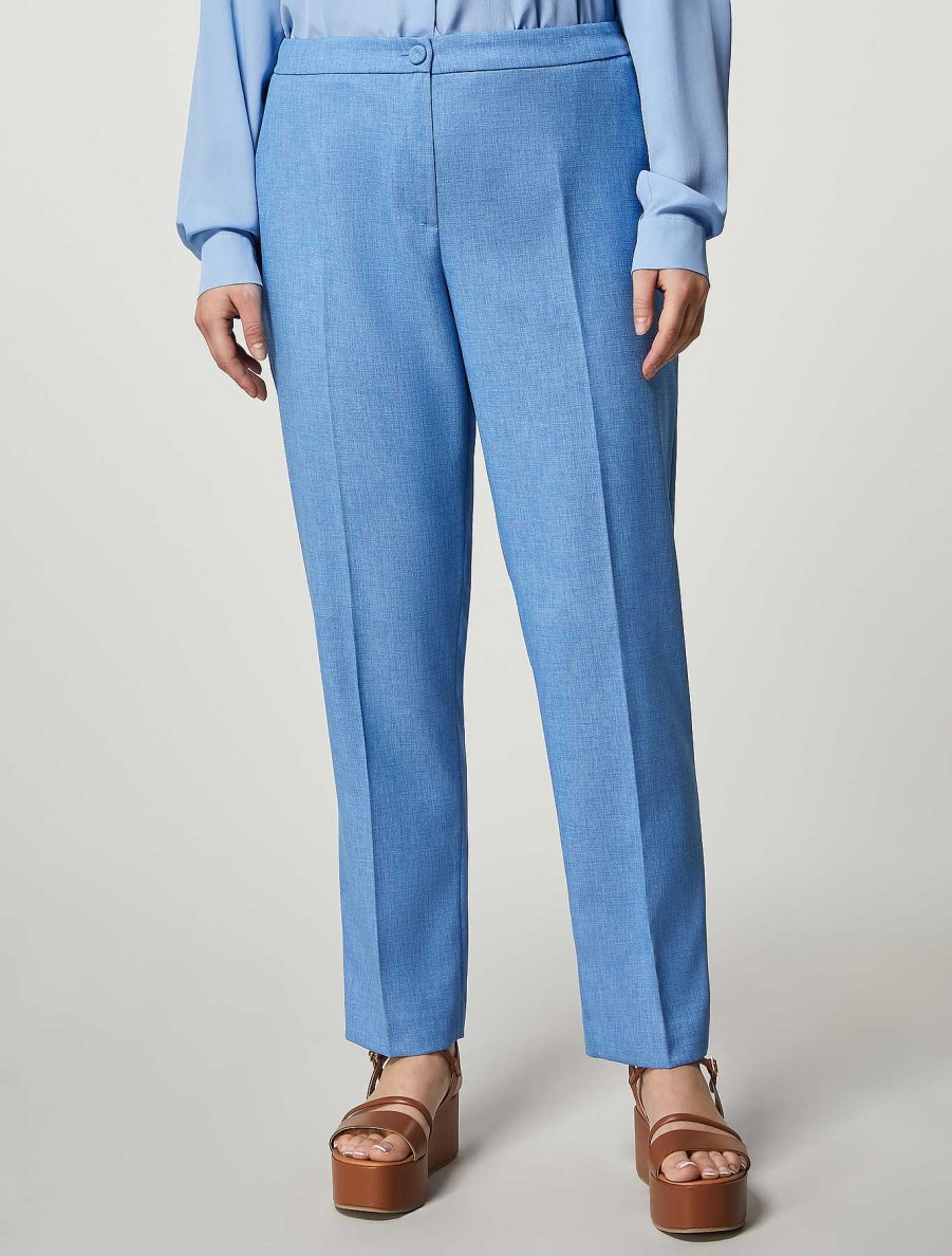 Trousers | Marina Rinaldi Basketweave-Look Slim Trousers