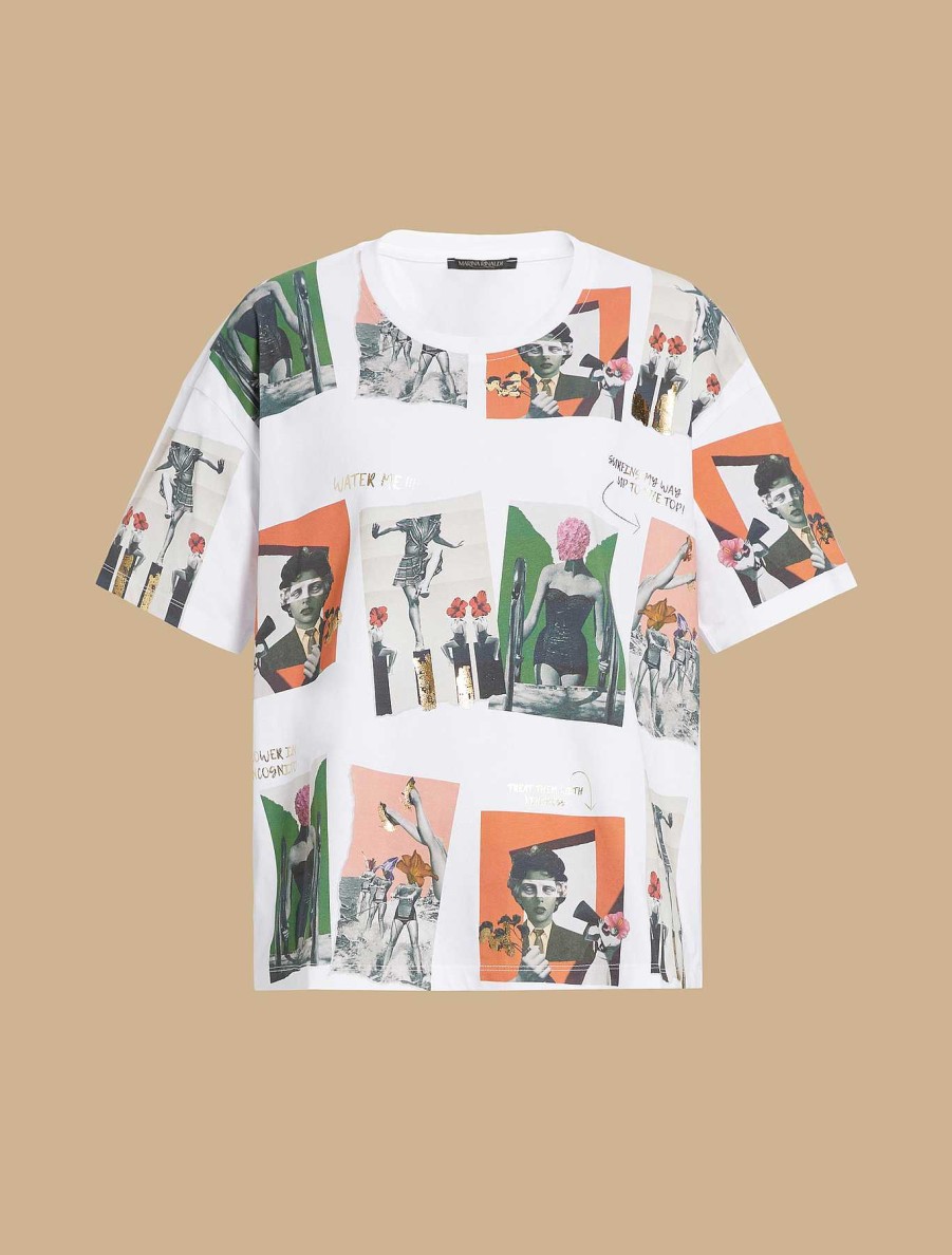 Tops & T-Shirts | Marina Rinaldi Print-Adorned Jersey T-Shirt