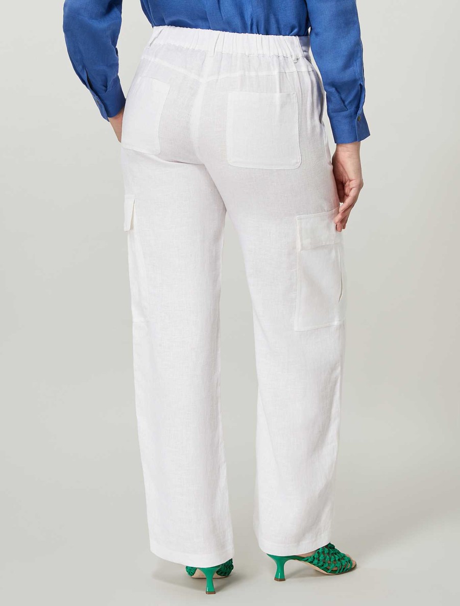 Trousers | Marina Rinaldi Linen Blend Cargo Trousers