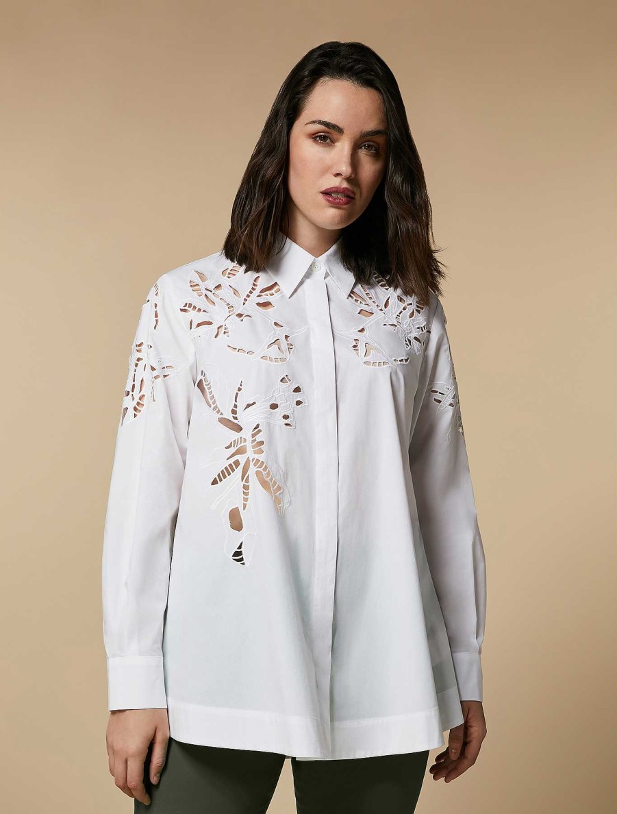 Blouses & Shirts | Marina Rinaldi Embroidered Poplin Tunic