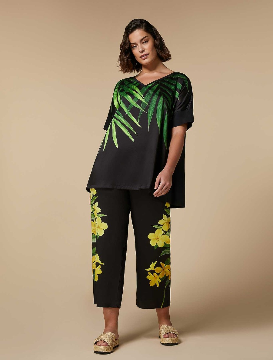 Trousers | Marina Rinaldi Wide-Leg Printed Trousers