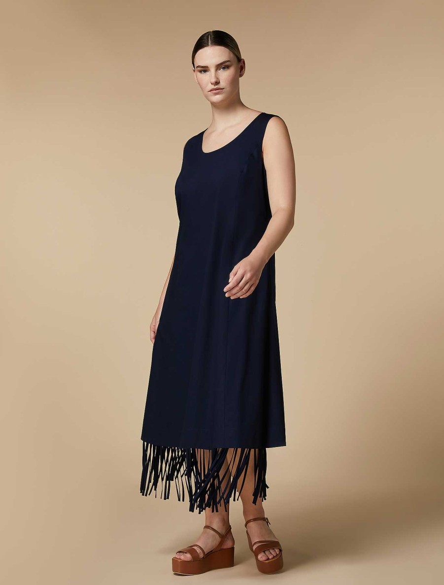 Dresses | Marina Rinaldi Fringed Poplin Dress