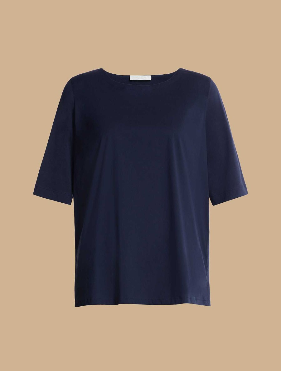 Blouses & Shirts | Marina Rinaldi Jersey And Poplin T-Shirt