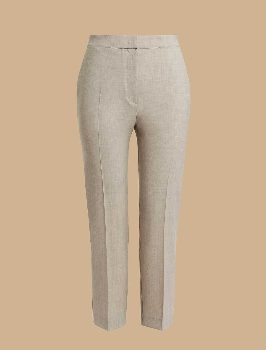 Trousers | Marina Rinaldi Pure Wool Poplin Trousers