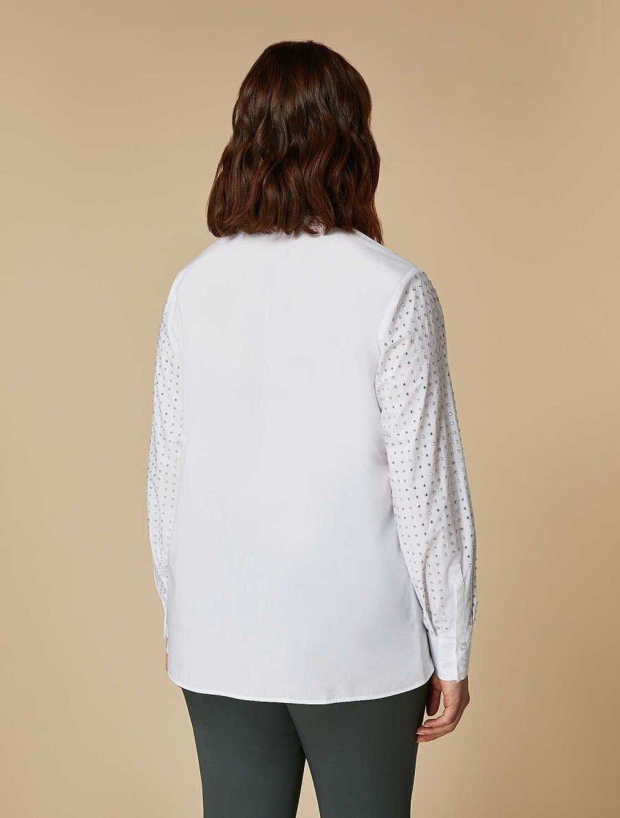 Blouses & Shirts | Marina Rinaldi Rhinestone-Adorned Poplin Shirt