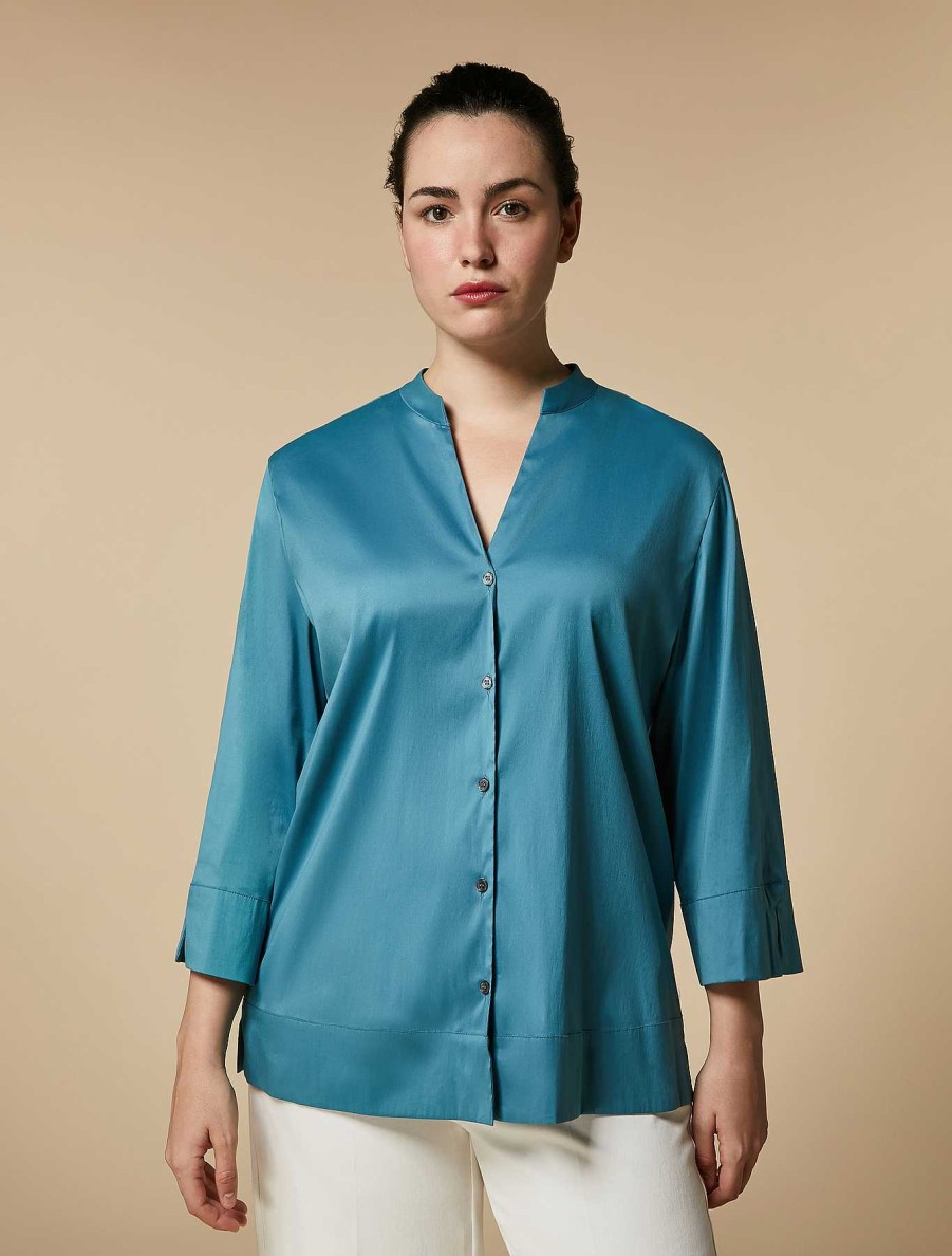 Blouses & Shirts | Marina Rinaldi Cotton-Blend Poplin Shirt