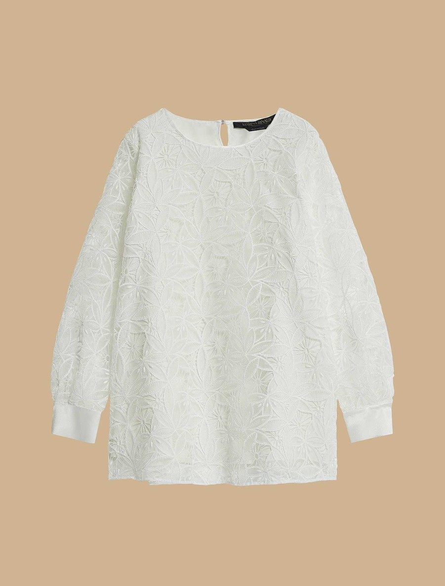 Blouses & Shirts | Marina Rinaldi Embroidered Organza Blouse