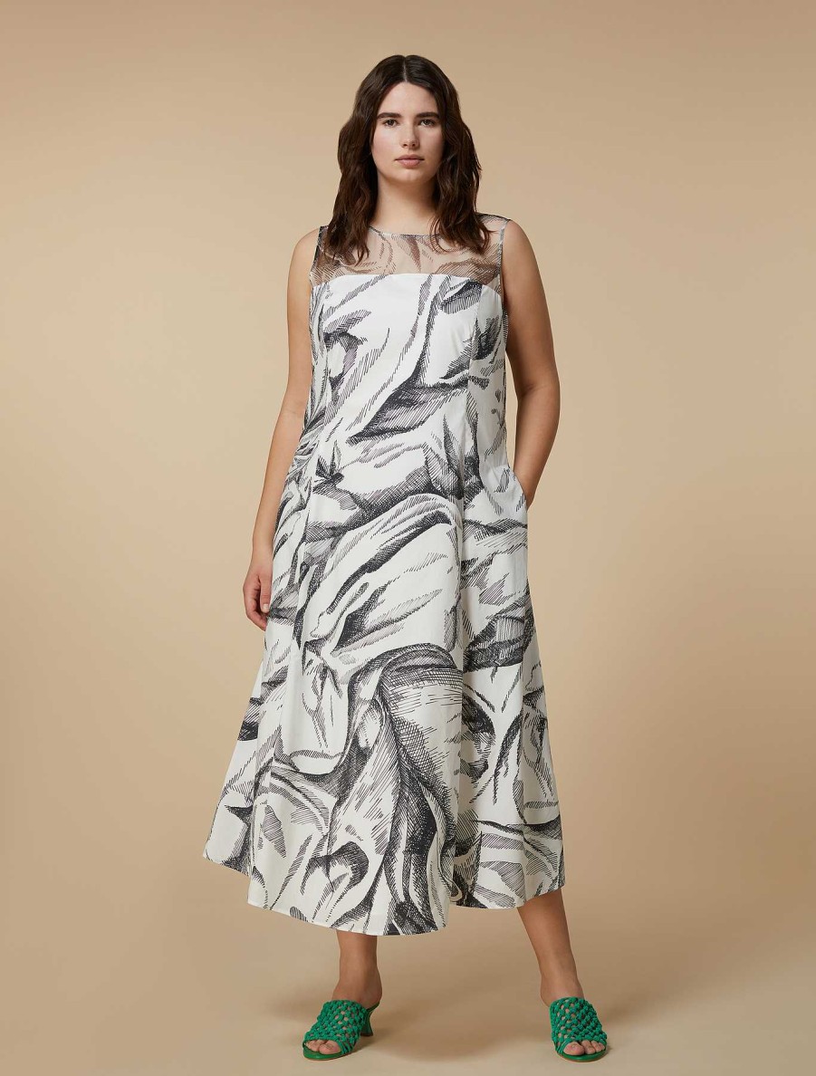 Dresses | Marina Rinaldi Poplin And Silk Organza Dress