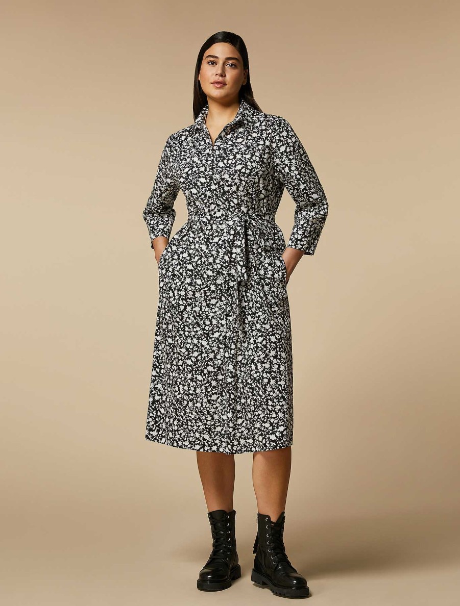 Dresses | Marina Rinaldi Printed Poplin Shirt Dress