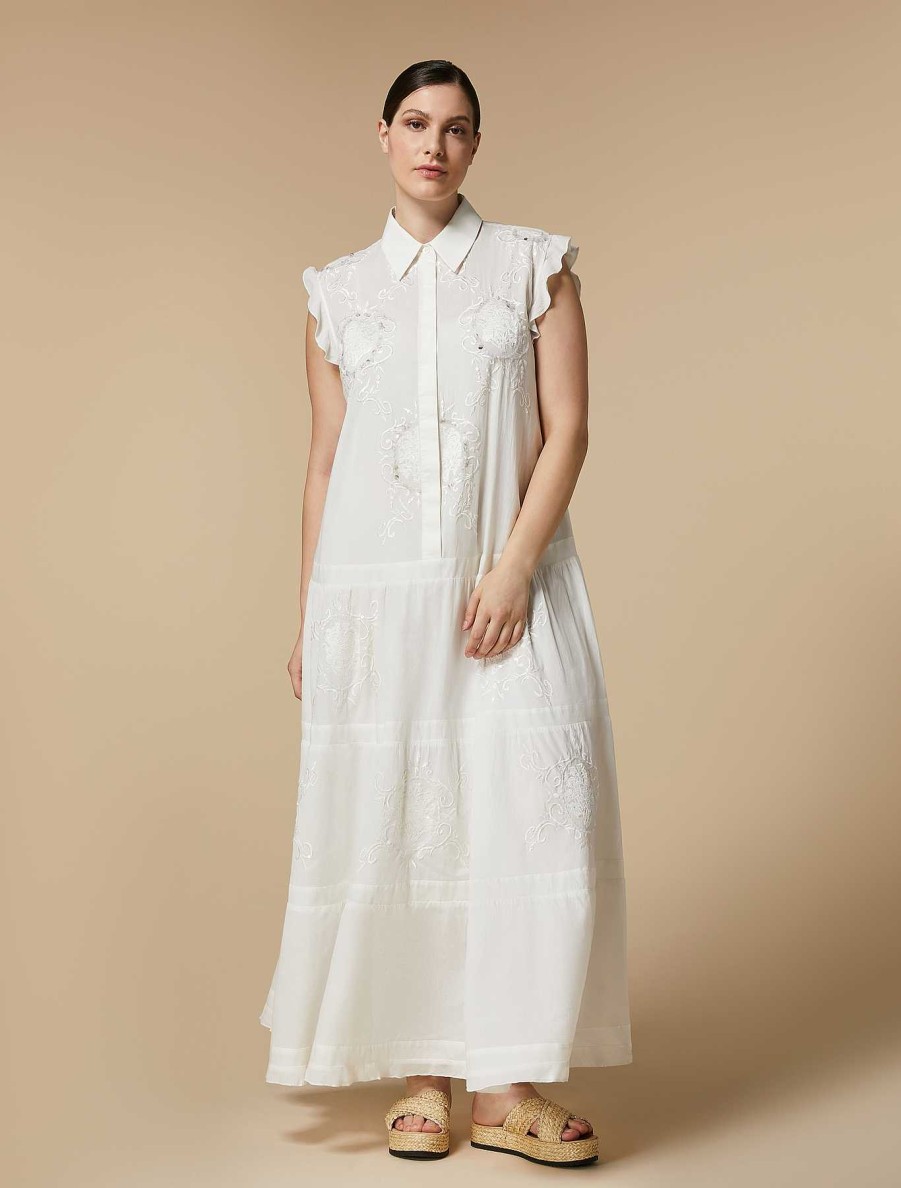 Dresses | Marina Rinaldi Embroidery And Sequin-Adorned Voile Dress