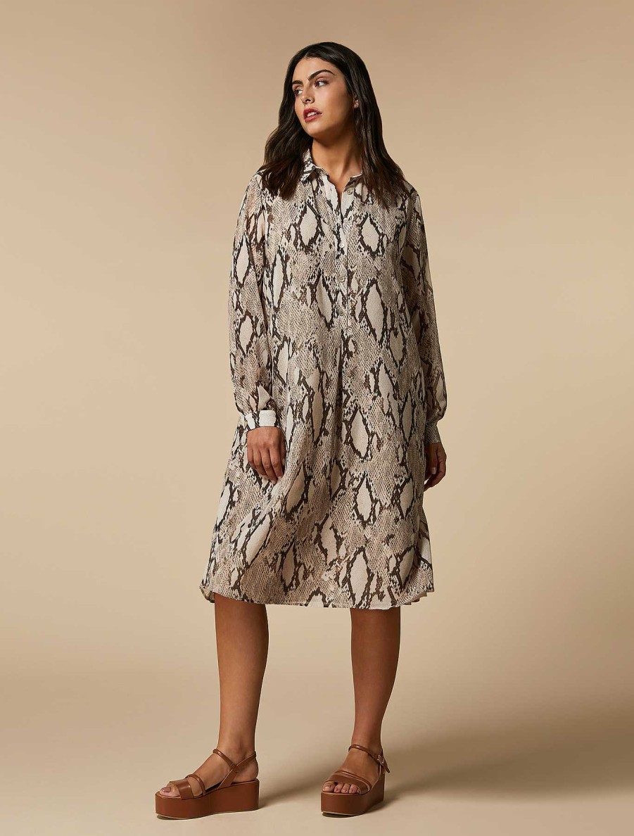 Dresses | Marina Rinaldi Printed Georgette Shirt Dress