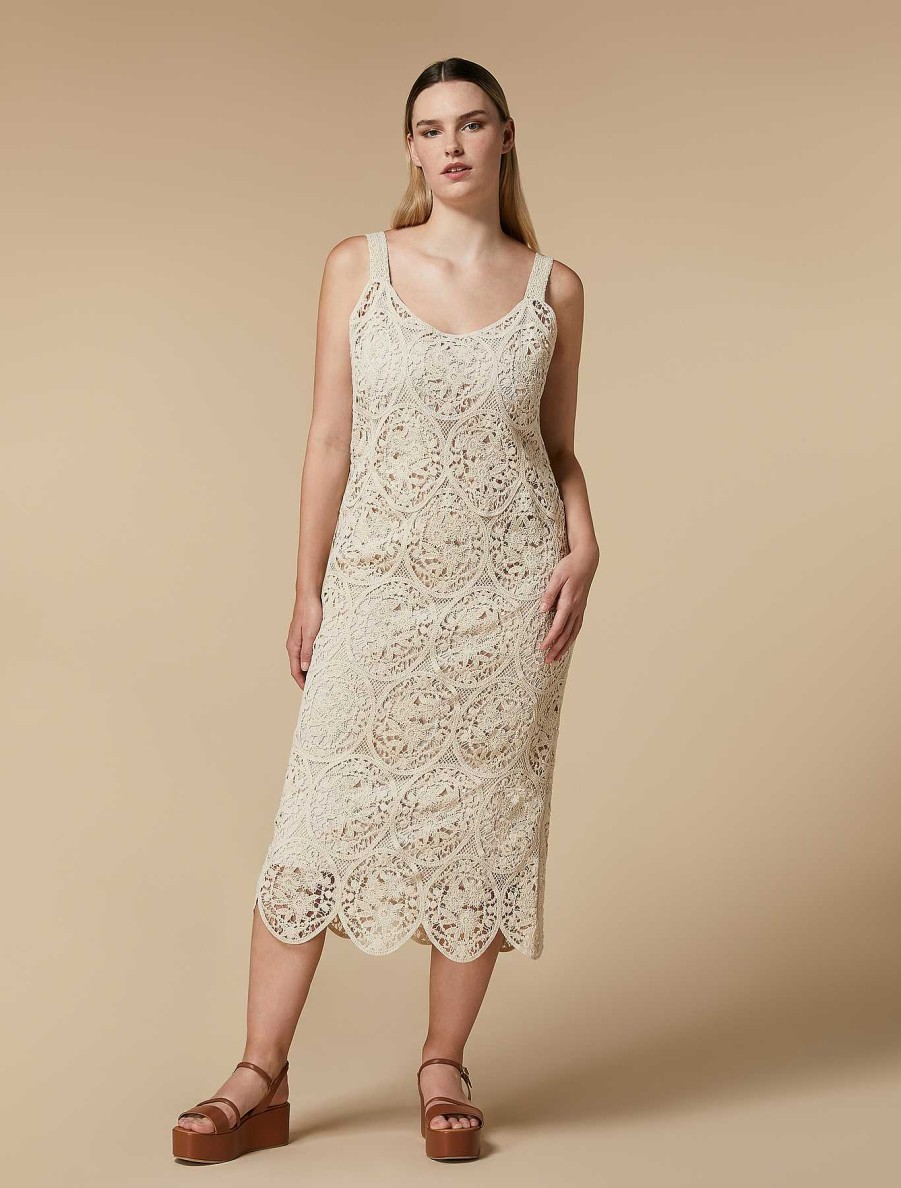 Knitwear | Marina Rinaldi Embroidered Cotton Dress