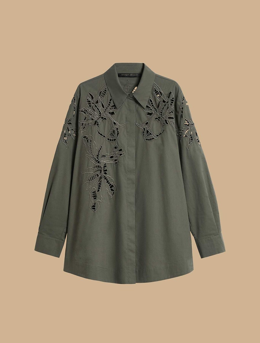 Blouses & Shirts | Marina Rinaldi Embroidered Poplin Tunic