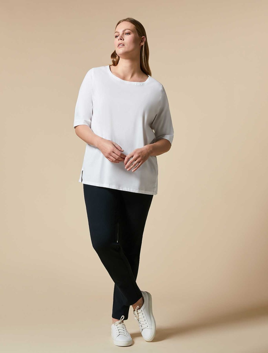 Blouses & Shirts | Marina Rinaldi Jersey And Poplin T-Shirt