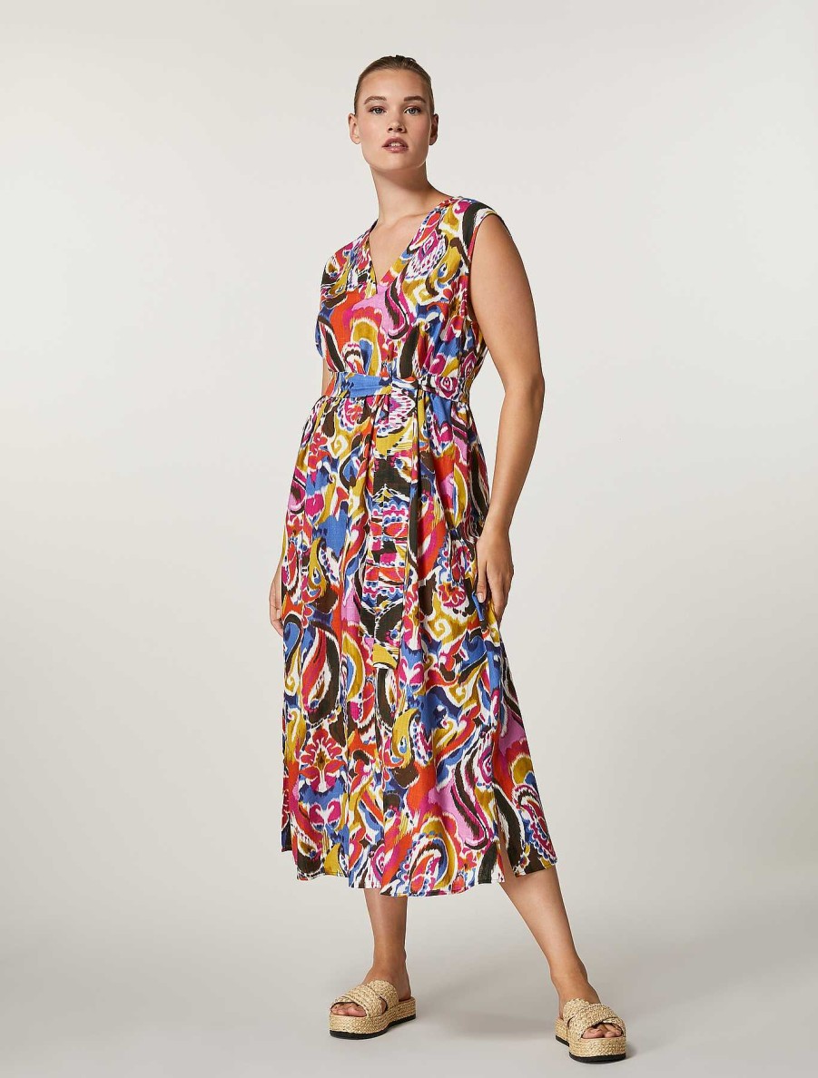 Dresses | Marina Rinaldi Viscose And Linen Canvas Dress