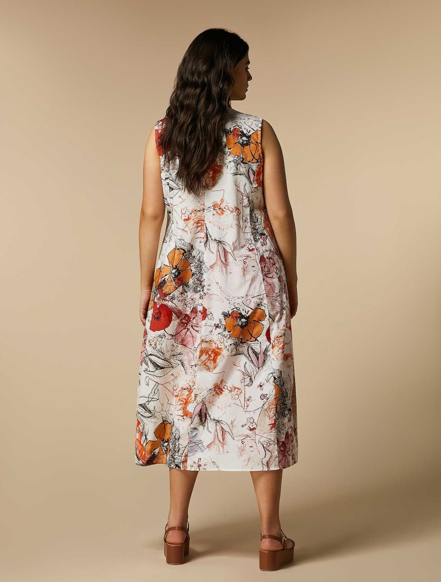 Dresses | Marina Rinaldi Embroidered Poplin Dress