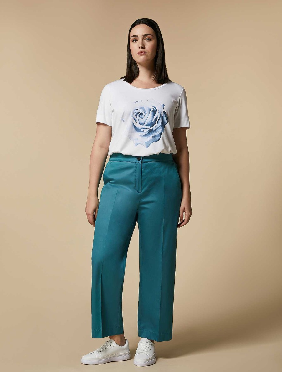 Trousers | Marina Rinaldi Cotton Satin Trousers