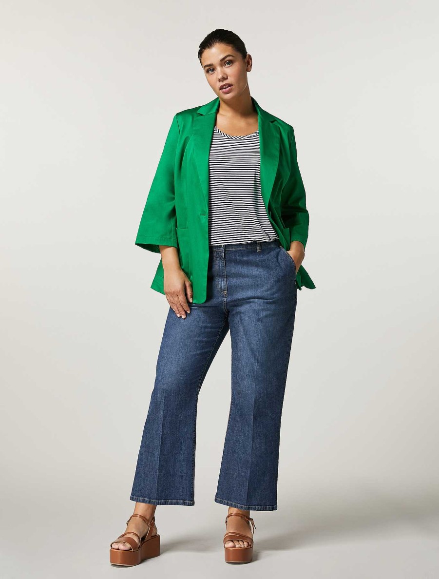 Jacket & Blazers | Marina Rinaldi Cotton Satin Blazer Jacket