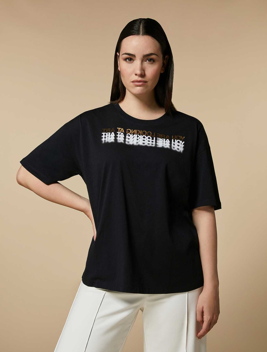 Tops & T-Shirts | Marina Rinaldi Print-Adorned Jersey T-Shirt