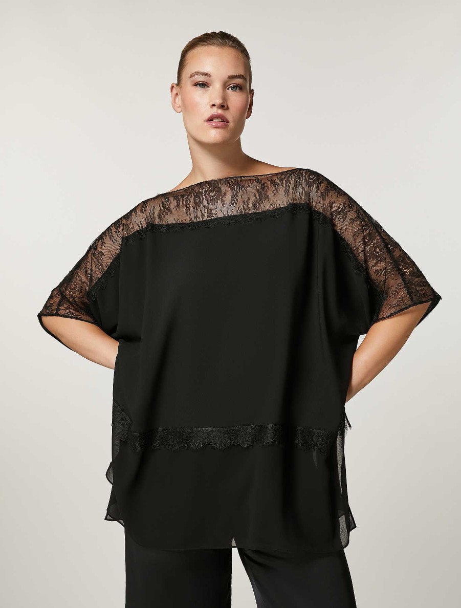 Other Accessories | Marina Rinaldi Fluid And Georgette Fabric Poncho