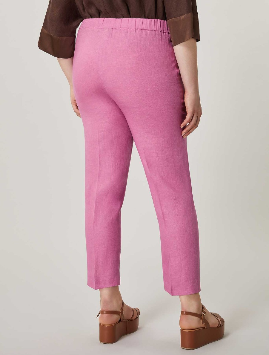 Trousers | Marina Rinaldi Linen Fabric Trousers