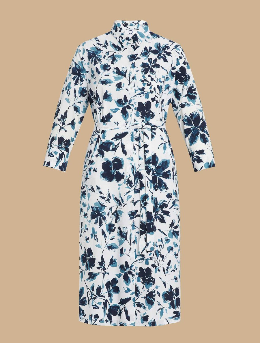 Dresses | Marina Rinaldi Printed Poplin Shirt Dress