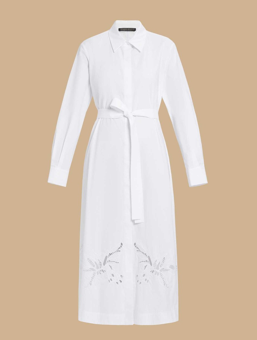 Dresses | Marina Rinaldi Embroidered Poplin Shirt Dress