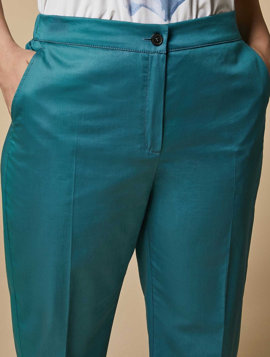 Trousers | Marina Rinaldi Cotton Satin Trousers