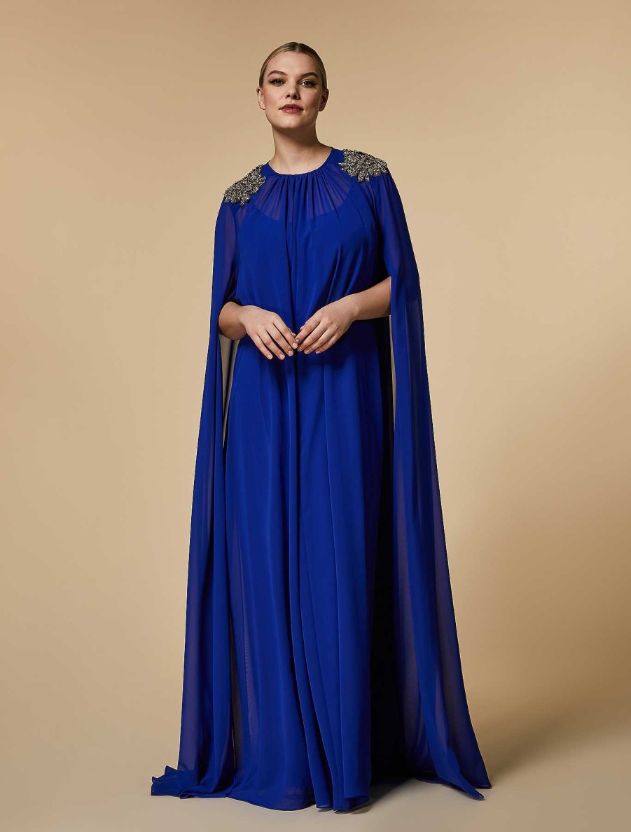 Dresses | Marina Rinaldi Rhinestone-Adorned Long Georgette Dress