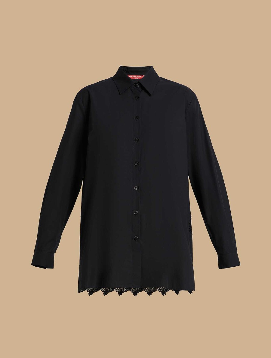 Blouses & Shirts | Marina Rinaldi Lace-Adorned Poplin Shirt