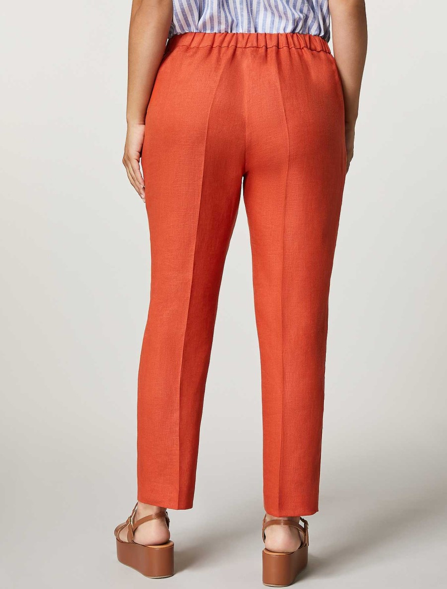 Trousers | Marina Rinaldi Linen Fabric Trousers