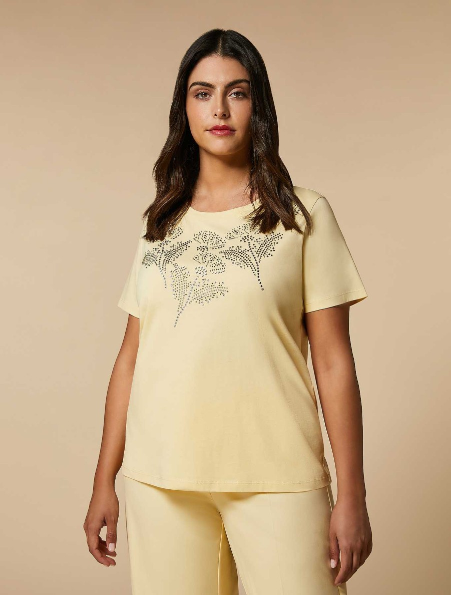 Tops & T-Shirts | Marina Rinaldi Rhinestone-Adorned Jersey T-Shirt