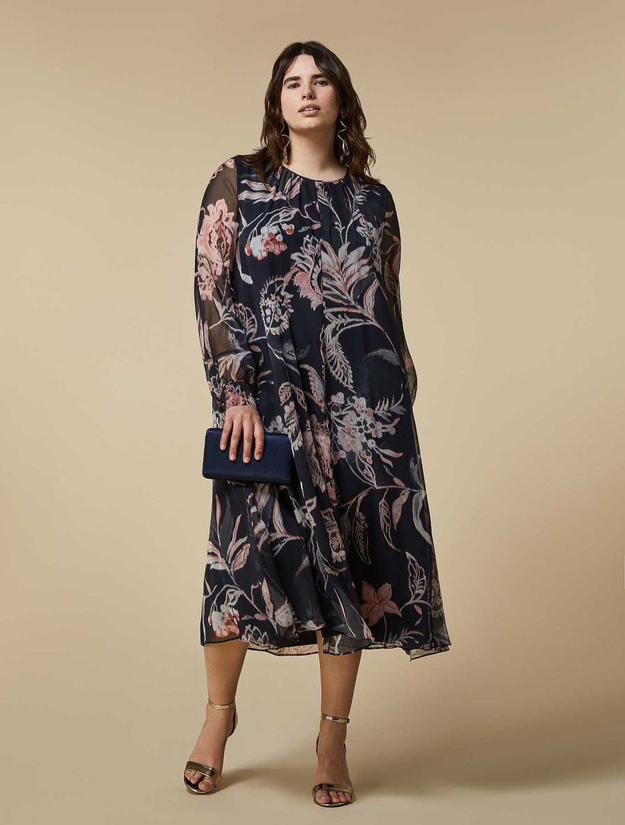 Dresses | Marina Rinaldi Long Printed Georgette Dress