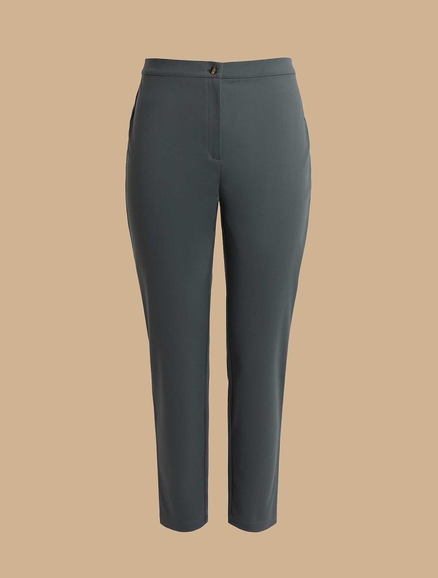 Trousers | Marina Rinaldi Cotton Canvas Slim Trousers