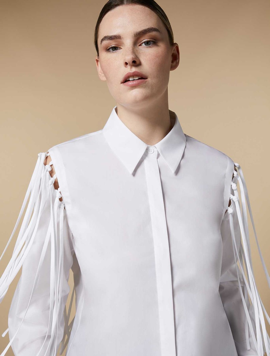 Blouses & Shirts | Marina Rinaldi Fringed Poplin Shirt