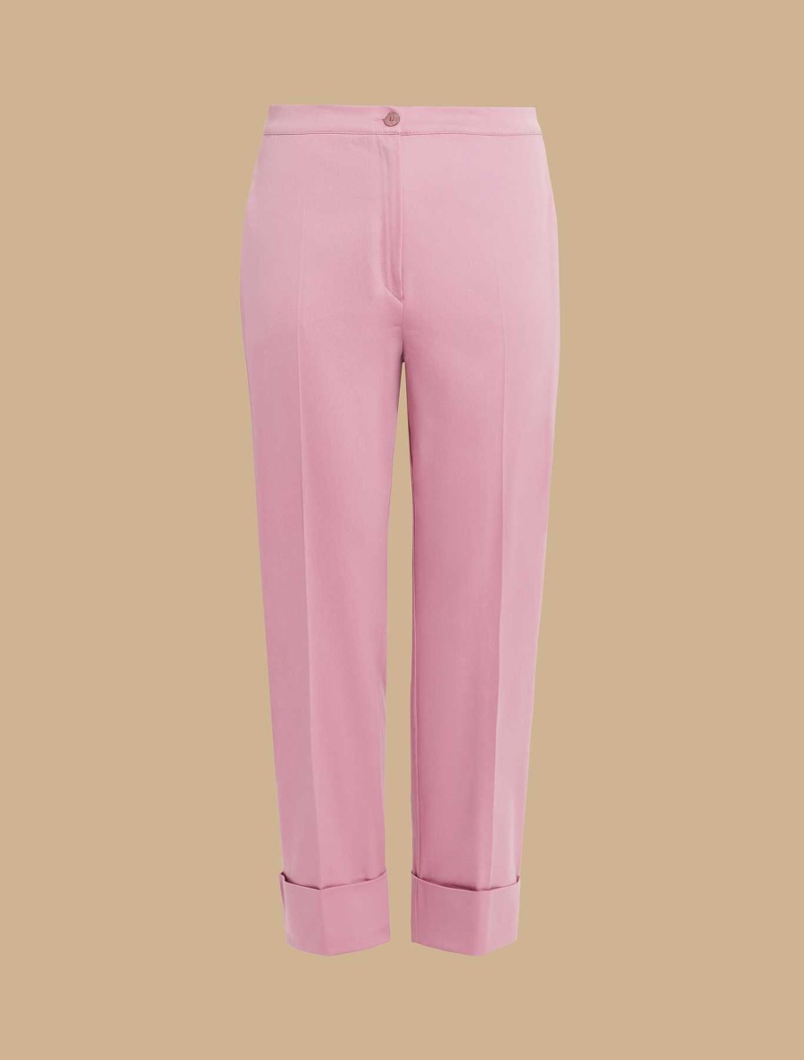 Trousers | Marina Rinaldi Cotton Satin Trousers