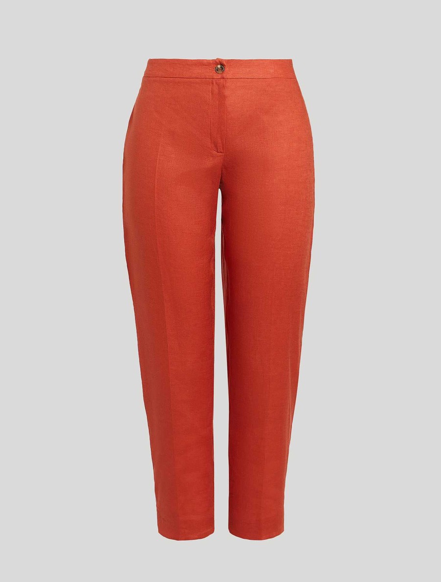 Trousers | Marina Rinaldi Linen Fabric Trousers