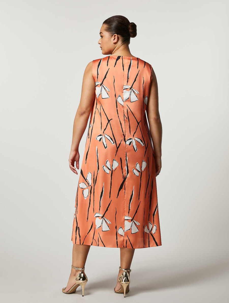 Dresses | Marina Rinaldi Long Printed Satin Dress