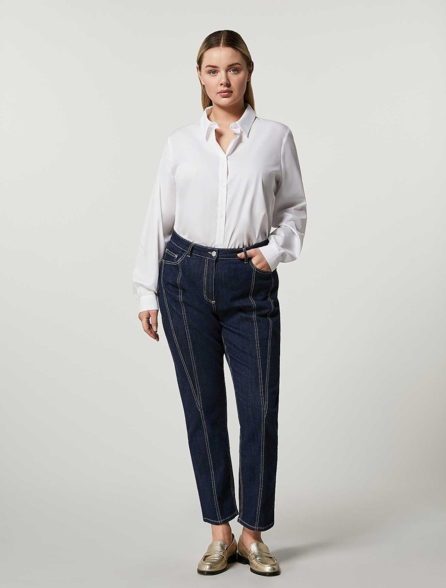 Trousers | Marina Rinaldi Cotton Denim Trousers