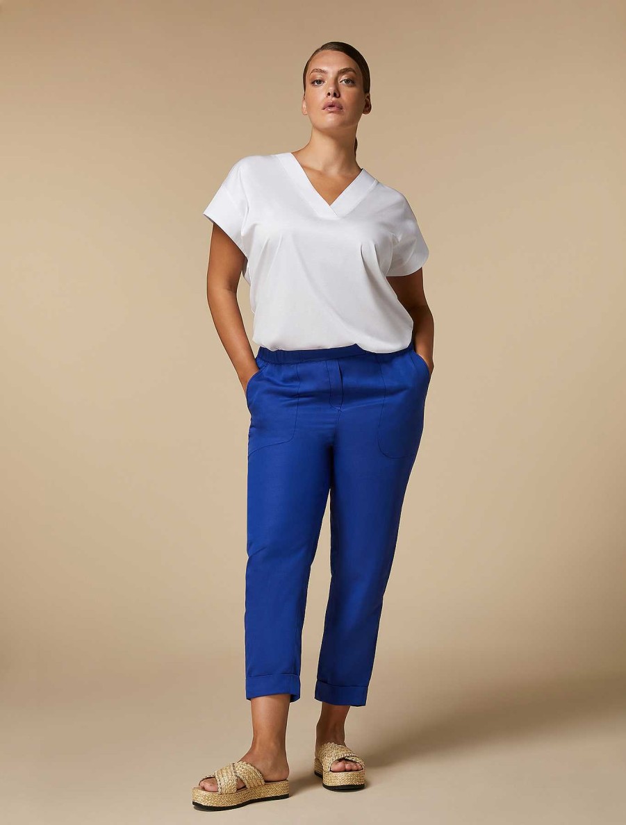 Trousers | Marina Rinaldi Linen-Blend Joggers