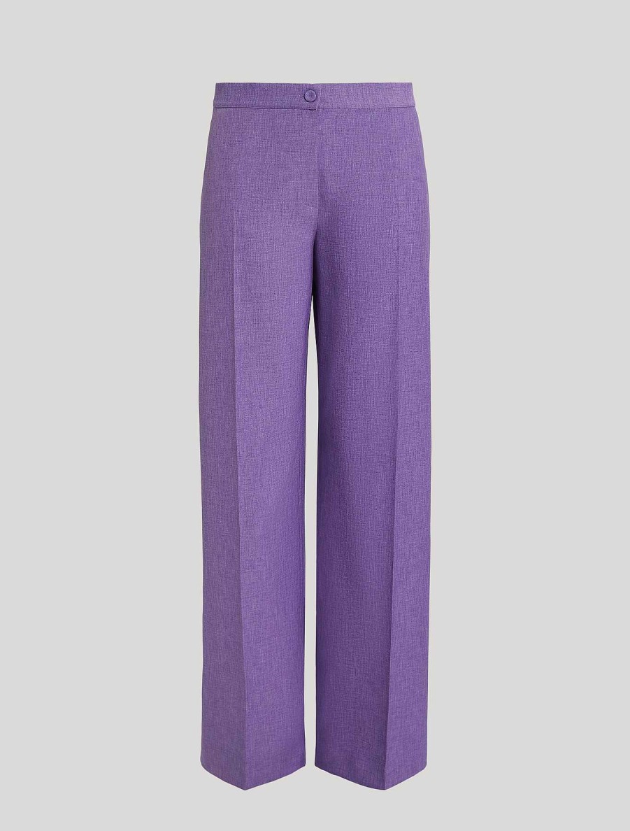 Trousers | Marina Rinaldi Basketweave-Look Palazzo Trousers