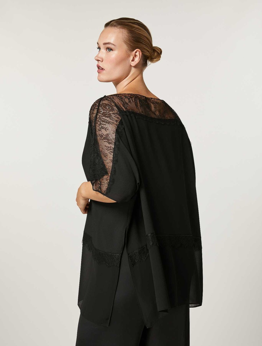 Other Accessories | Marina Rinaldi Fluid And Georgette Fabric Poncho