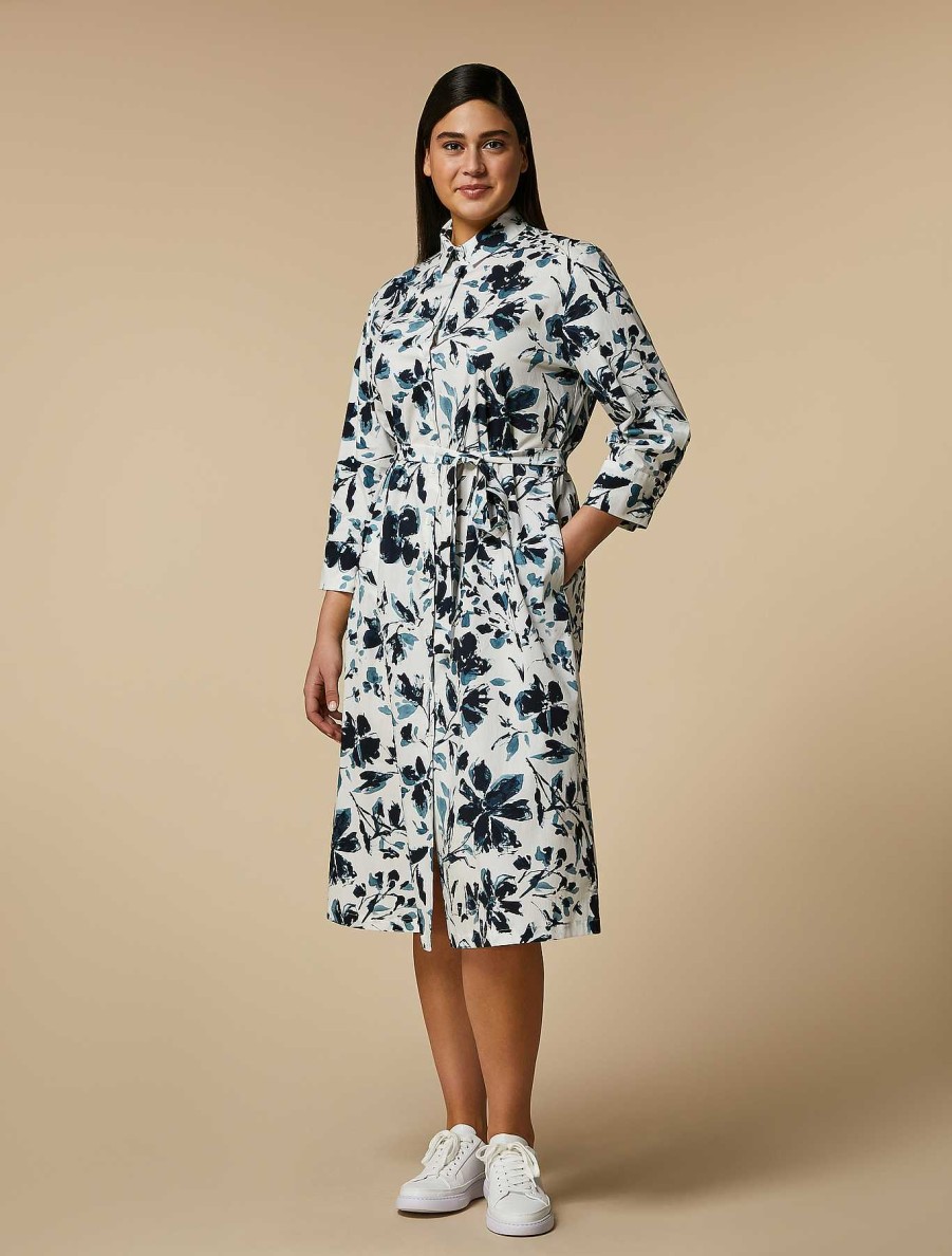 Dresses | Marina Rinaldi Printed Poplin Shirt Dress