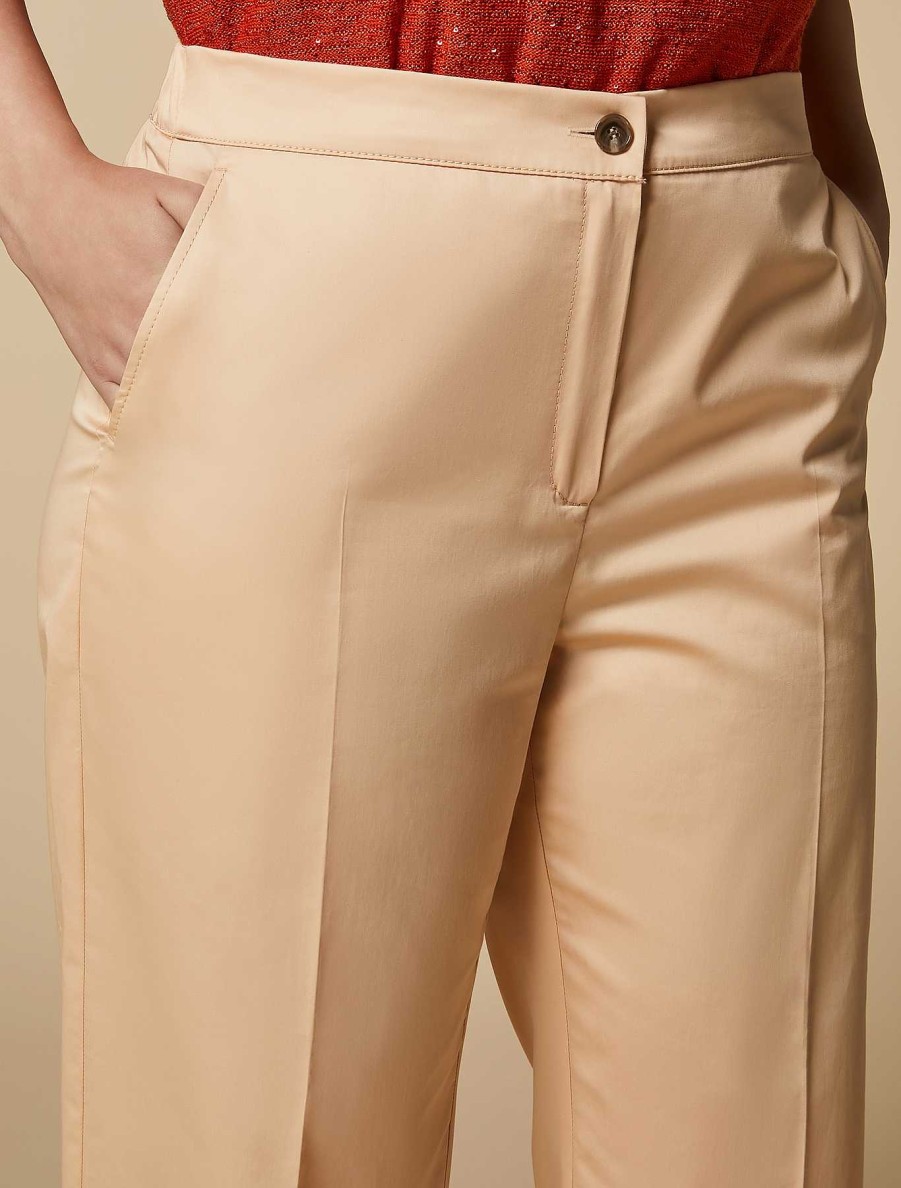 Trousers | Marina Rinaldi Cotton Satin Trousers