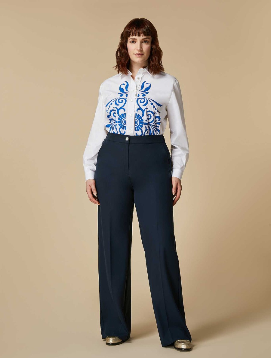 Trousers | Marina Rinaldi Wide-Leg Viscose-Blend Trousers