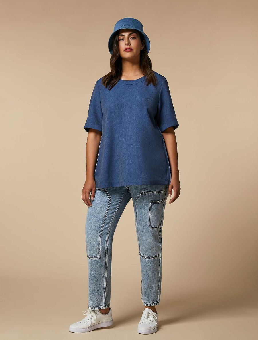 Blouses & Shirts | Marina Rinaldi Denim-Look Blouse