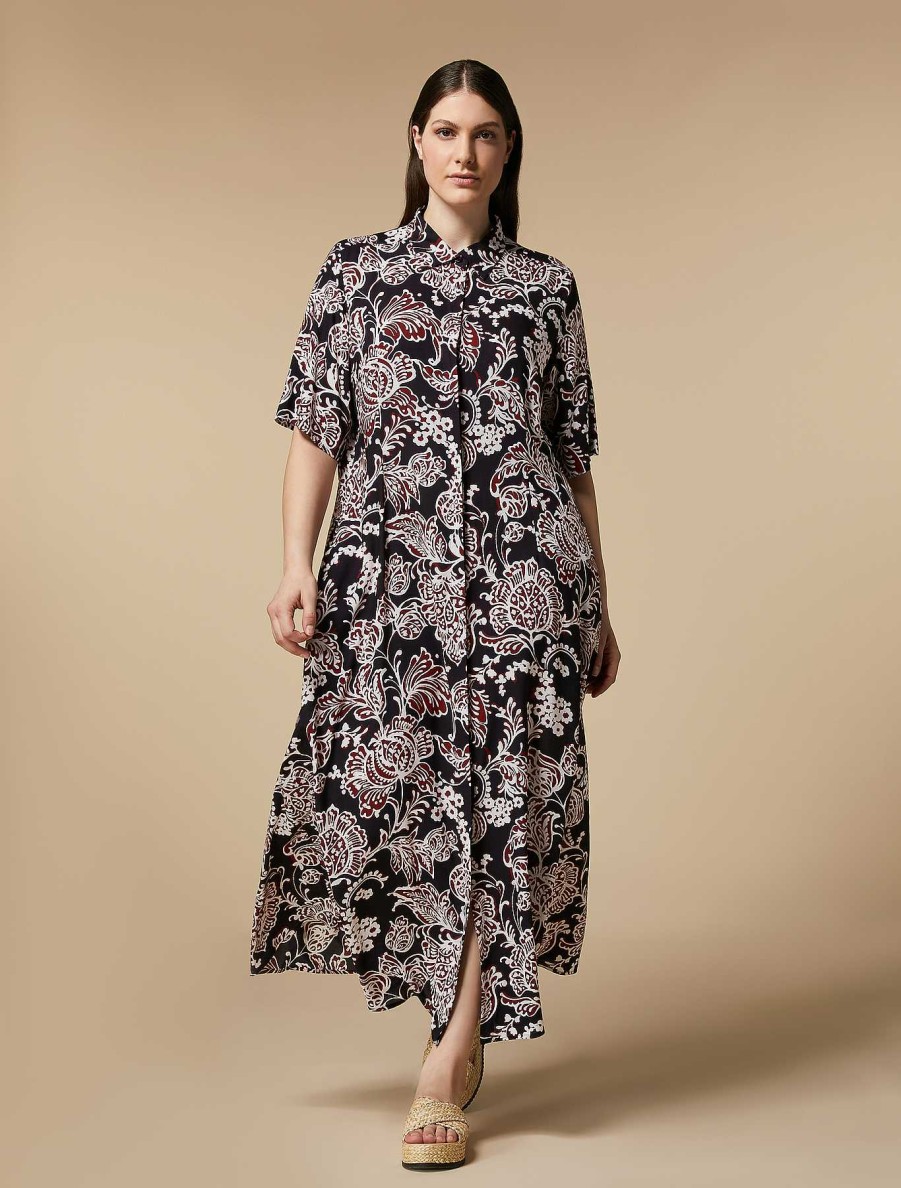 Dresses | Marina Rinaldi Printed Viscose Shirt Dress