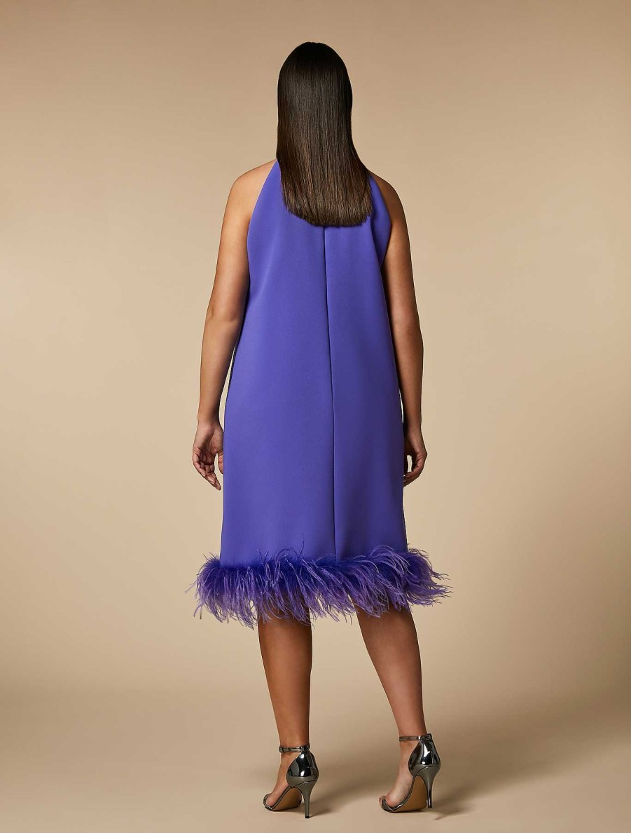 Dresses | Marina Rinaldi Feather-Adorned Crepe Dress