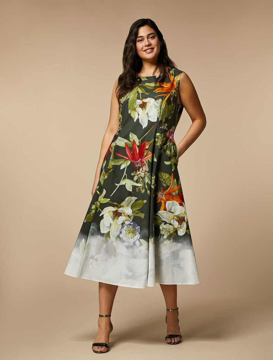 Dresses | Marina Rinaldi Printed Poplin Dress